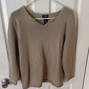 L.L.Bean Tan V-Neck Sweater